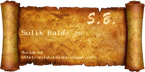 Sulik Balázs névjegykártya